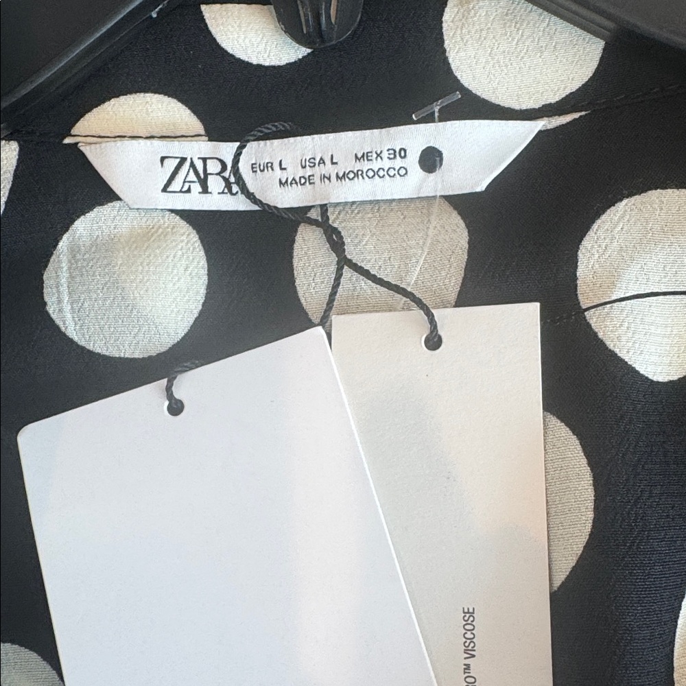 NEW Tag Zara Black & White Polka Dot Wrap Dress Size L Bloggers Fave - Picture 4 of 6